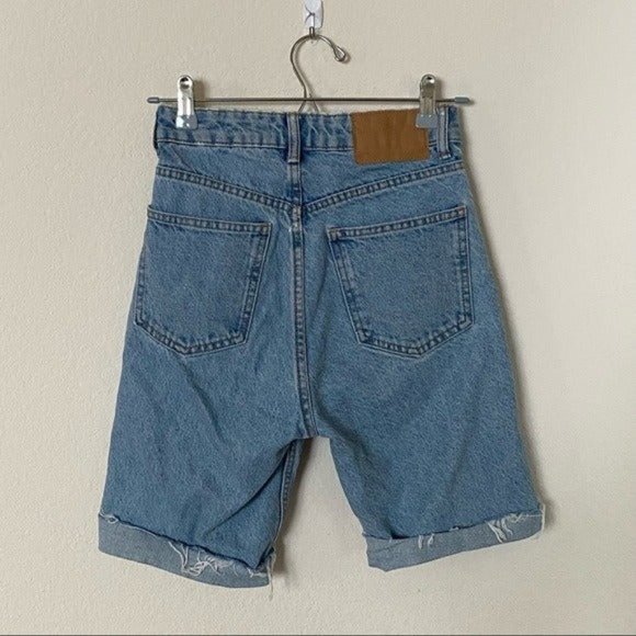 Zara Women Join Life Premium 90s Bermuda High Waist Denim Jeans Shorts US 0 - Picture 4 of 11